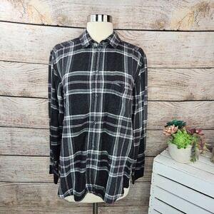American‎ Eagle Boyfriend Fit Plaid Flannel Long Sleeve Shirt L